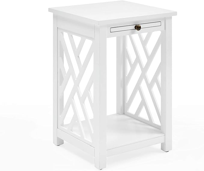 Alaterre Furniture Coventry 36" Coffee Two End Tables with Tray, Set of 3, White - LeafyLoom