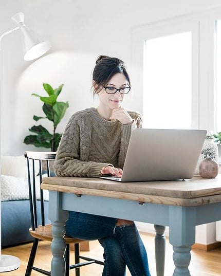 PARTPHONER Floor Lamp for Living Room, Modern Adjustable Metal Heads Standing Lamps, Simple Design White Floor Lamp with Foot Switch for Bedroom, Office, Kids Room, Reading, Working(Bulb Not Included) - LeafyLoom
