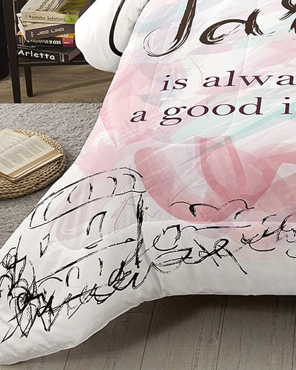 Bodhi Pink Comforter Set Twin,Paris Comforter Set for Girls,Cartoon Sketch Eiffel Tower Pink Bedding Set,Girls Pink Paris Bedding Set with Matching Pillowcase,Eiffel Tower Bedding Set - LeafyLoom