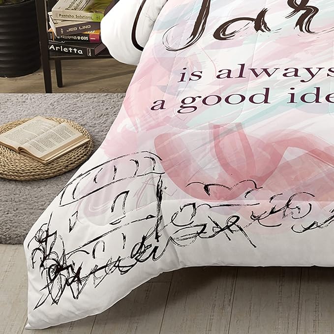 Bodhi Pink Comforter Set Twin,Paris Comforter Set for Girls,Cartoon Sketch Eiffel Tower Pink Bedding Set,Girls Pink Paris Bedding Set with Matching Pillowcase,Eiffel Tower Bedding Set - LeafyLoom