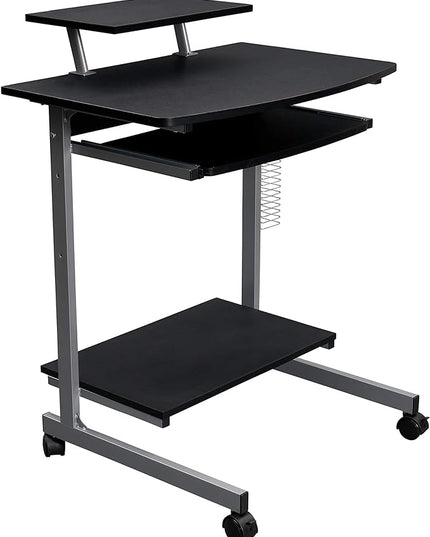 Techni Mobili Compact Computer Cart With Storage, Graphite - LeafyLoom