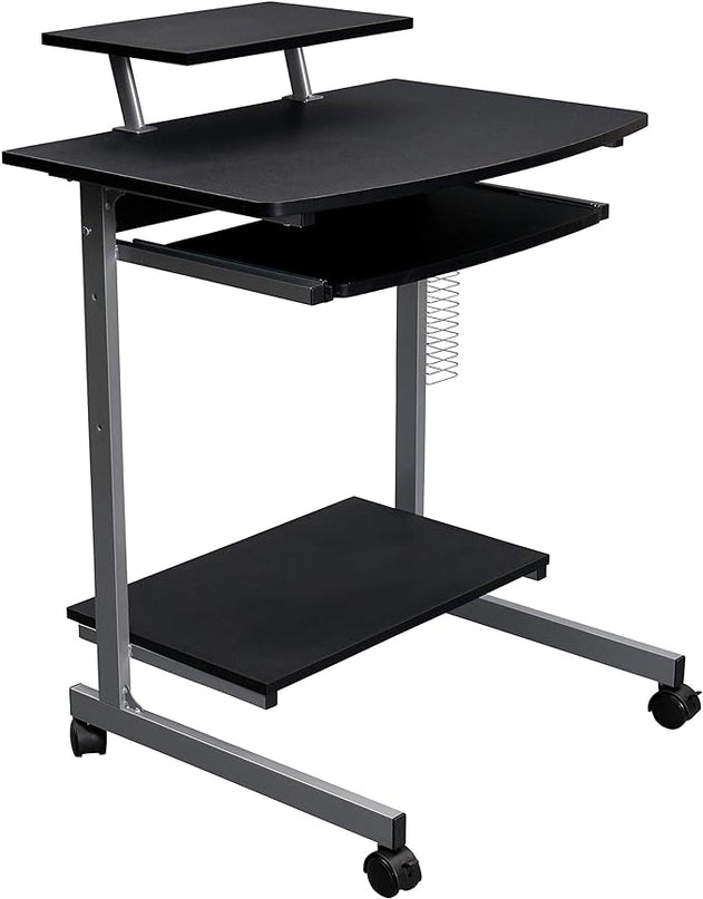 Techni Mobili Compact Computer Cart With Storage, Graphite - LeafyLoom
