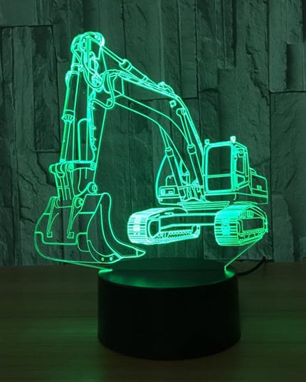 3D Excavator Night Light USB Powered Touch Switch Remote Control Decor Table Desk 3D Lamp 7/16 Color Changing Lights LED Table Lamp Xmas Home Love Brithday Children Kids Decor Toy Gift - LeafyLoom