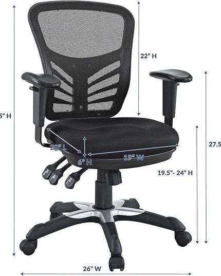 Modway EEI-757-BLK Articulate Ergonomic Mesh Office Chair in Black - LeafyLoom
