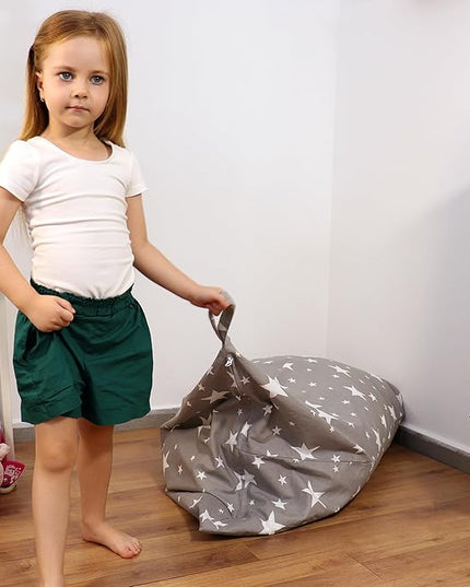 stuffed animal storage, bean bag chairs for kids, 100% Cotton Washable plush animal storage. room organization for stuff animal, Linens, Quilts & Pillows | Triangular | Twinkle Twinkle - LeafyLoom