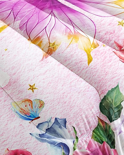 Butterfly Comforter Set for Girls Kids Adults Butterfly Rose Bedding Set Aesthetics Butterflies Quilt Duvet Set Twin Size with 1 Comforter and 2 Pillowcases - LeafyLoom