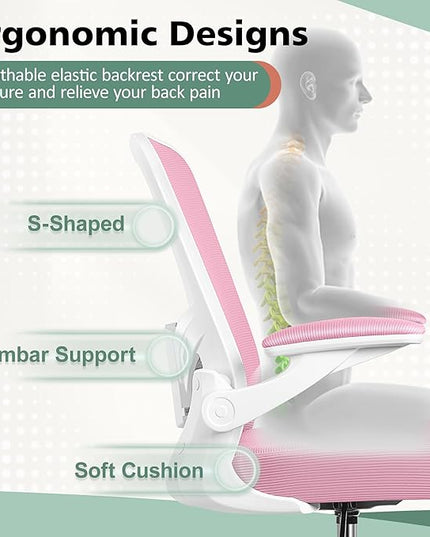 MINLOVE Ergonomic Drafting Office Chair, Tall Office Chair with Flip-up Armrests Executive Ergonomic Computer Standing Desk Chair with Lumbar Support and Adjustable Footrest(Pink) - LeafyLoom
