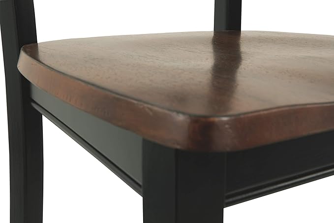 Signature Design by Ashley Owingsville Modern Farmhouse Dining Room Side Chair, Set of 2, Black and Brown - LeafyLoom