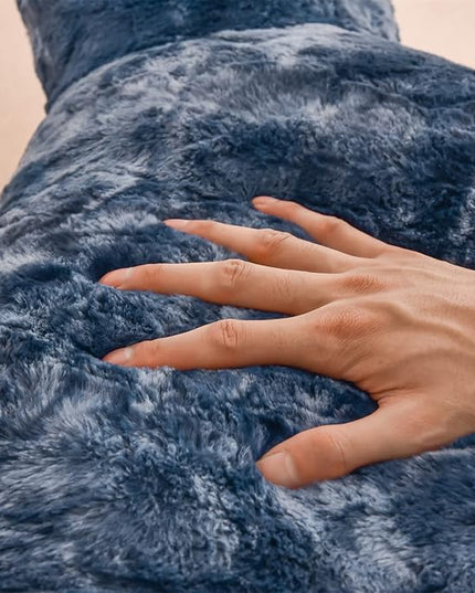 A Nice Night Faux Fur Reading Pillow Bed Wedge Large Adult Children Backrest with Arms Back Support for Sitting Up in Bed/Couch for Bedrest,Tie dyed Navy - LeafyLoom