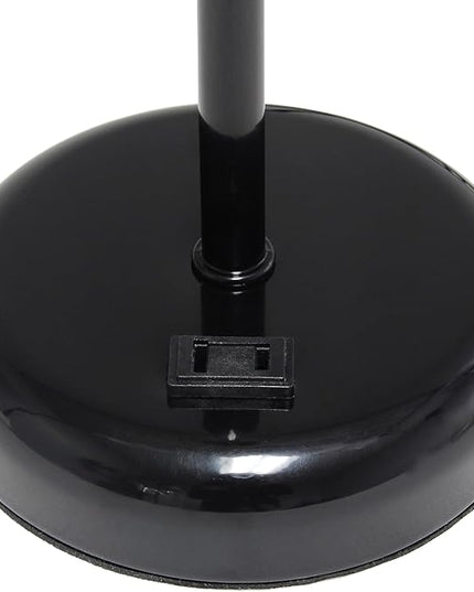 Simple Designs LT1144-BAW Sleek and Slender Black Table Lamp with Charging Outlet, for Bedroom, Living Room, Entryway, Office, Dining Room, Study, White Shade - LeafyLoom