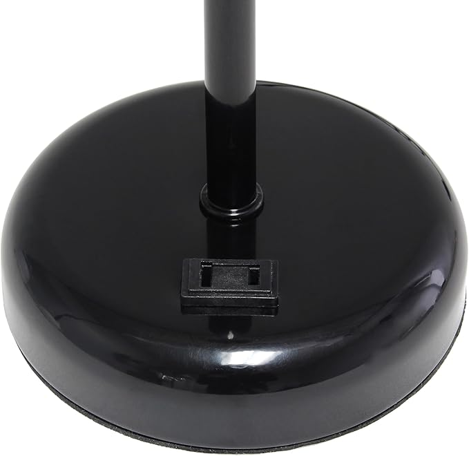 Simple Designs LT1144-BAW Sleek and Slender Black Table Lamp with Charging Outlet, for Bedroom, Living Room, Entryway, Office, Dining Room, Study, White Shade - LeafyLoom