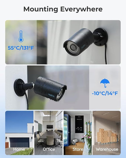 REOLINK 8CH 5MP PoE Security Camera System, 4pcs Wired PoE IP Cameras Outdoor with Person/Pet/Vehicle Detection, 4K 8CH NVR with 2TB HDD for 24-7 Recording, RLK8-410B4-5MP Black REOLINK