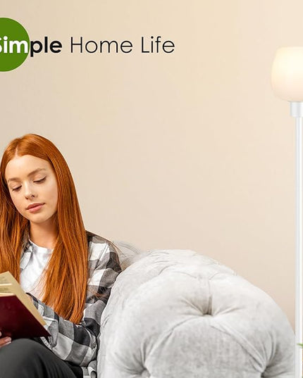 Floor Lamps for Living Room with 3 Color Temps, LED Standing Lamp with White Opal Glass Lampshade, Minimalist Tall Lamp with Foot Switch, Pole Lamp for Office Bedroom Dining Room, 9W LED Bulb Included - LeafyLoom