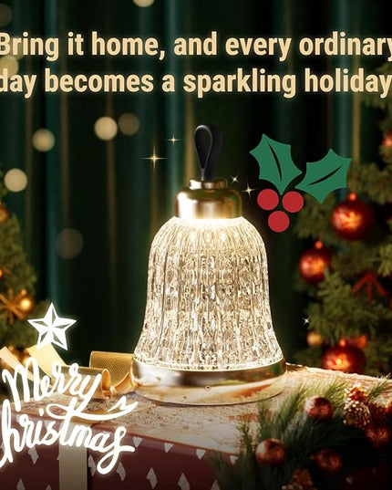 KOSTA Crystal Bell Table Lamp Rechargeable Crystal Lamp Christmas Bell Light for Decor Home Bedroom Kitchen Office Living Room Birthday Gift Lights for Bedroom/Party/Kids Room - LeafyLoom