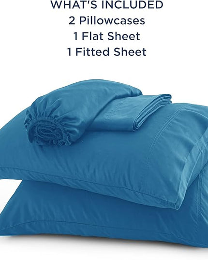 Bedsure King Size Sheet Set, Cooling Sheets King, Rayon Derived from Bamboo, Deep Pocket Up to 16", Breathable & Soft Bed Sheets, Hotel Luxury Silky Bedding Sheets & Pillowcases, Bluejay - LeafyLoom
