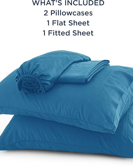 Bedsure Queen Sheets, Rayon Derived from Bamboo, Queen Cooling Sheet Set, Deep Pocket Up to 16", Breathable & Soft Bed Sheets, Hotel Luxury Silky Bedding Sheets & Pillowcases, Bluejay - LeafyLoom