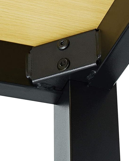 Computer Desk 55 Modern Simple Large Study Writing Desk Industrial Style Laptop PC Table for Home Office, with Leg Bars, Oak Board Black Leg… - LeafyLoom