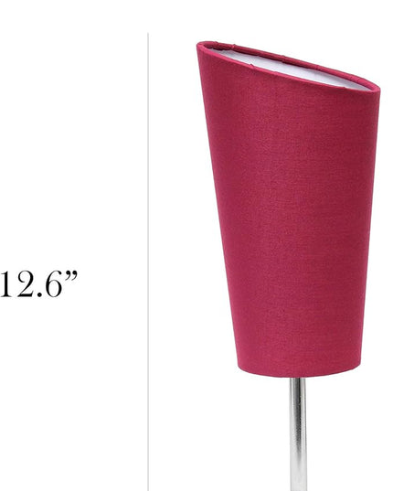 Simple Designs LT2061-PNK Mini Chrome Angled Fabric Shade Table Lamp, Pink - LeafyLoom
