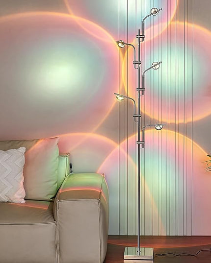 Unique 5 Multi Head Sunset Lamp Projector LED Corner Floor Lamps for Live Ambient Lighting in Living Rooms, Bedrooms, Dining Rooms and Bars Mood Lighting - LeafyLoom