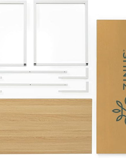 ZINUS Jennifer 55 Inch White Frame Desk, Computer Workstation, Office Desk, Dining Table, Easy Assembly, Natural - LeafyLoom