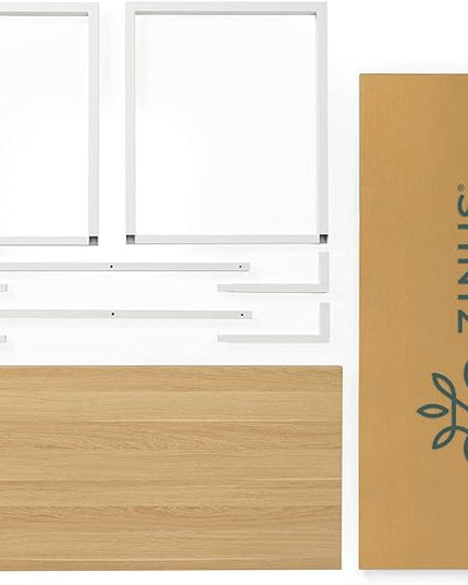 ZINUS Jennifer 63 Inch White Frame Desk / Computer Workstation / Office Desk / Easy Assembly, Natural - LeafyLoom