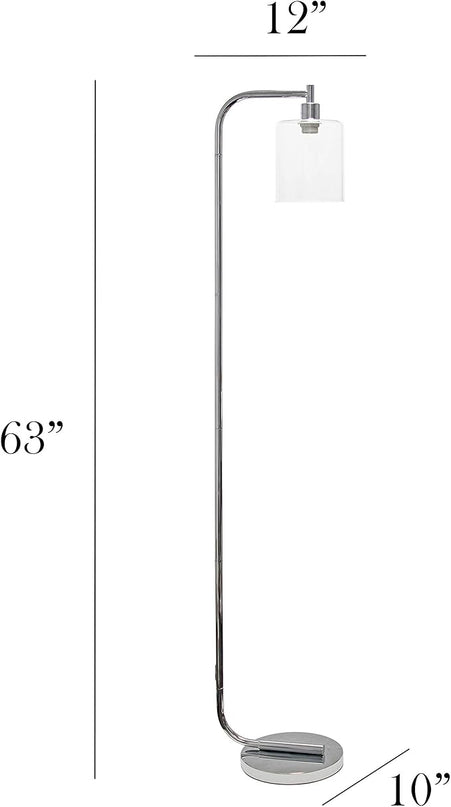 Simple Designs LF1036-CHR Antique Style Industrial Iron Lantern Floor Lamp with Glass Shade, Chrome - LeafyLoom