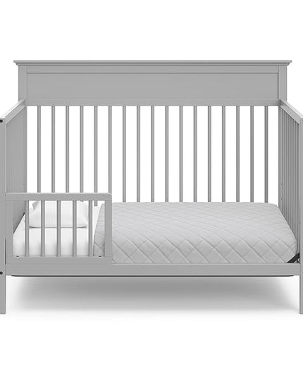 Storkcraft Carmel 5-in-1 Convertible Crib (Pebble Gray) - GREENGUARD Gold Certified, Converts to Toddler Bed & Full-Size Bed, Fits Standard Full-Size Crib Mattress, 4 Adjustable Mattress Heights - LeafyLoom