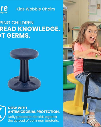Kore Kids Pre-Teen Wobble Chair - Flexible Seating Stool for Classroom, Home & School, ADD/ADHD - Made in The USA - Age 10-11, Grade 5-6, Dark Blue (18.7in) - LeafyLoom