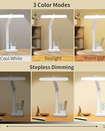 Cordless Desk Table Lamp Reading Light Rechargeable Battery 4000mah, Tall & Large Light 50 LED,Touch 3 Modes,2 Ways Power,Dimmable, Bedroom Bedside Lamp,20 Inch - LeafyLoom