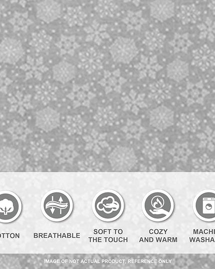 Comfort Spaces Cotton Flannel Breathable Warm Deep Pocket Sheets with Pillow Case Bedding, Cal King, Grey Snowflakes 4 Piece - LeafyLoom