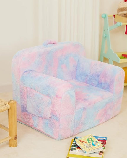 Toddler First Chair, Baby Chairs Comfy Toddler for Boys and Girls for Ages 18 Months and Up, Fits Any Decor (Dark Tie-Dye) - LeafyLoom