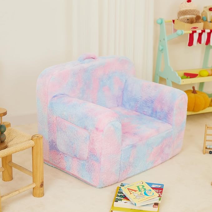 Toddler First Chair, Baby Chairs Comfy Toddler for Boys and Girls for Ages 18 Months and Up, Fits Any Decor (Dark Tie-Dye) - LeafyLoom