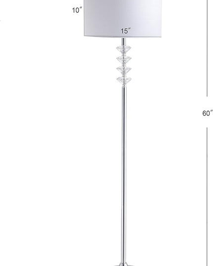 JONATHAN Y JYL1045A Mia 60.5" Crystal/Metal LED Floor Lamp Contemporary,Glam,Transitional for Bedrooms, Living Room, Office, Reading, Clear/Chrome - LeafyLoom