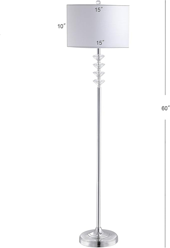 JONATHAN Y JYL1045A Mia 60.5" Crystal/Metal LED Floor Lamp Contemporary,Glam,Transitional for Bedrooms, Living Room, Office, Reading, Clear/Chrome - LeafyLoom