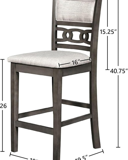 New Classic Furniture Gia Counter Dining Chair (Set of Four), Light Gray Fabric Upholstered Seat & Back Rest, Gray - LeafyLoom