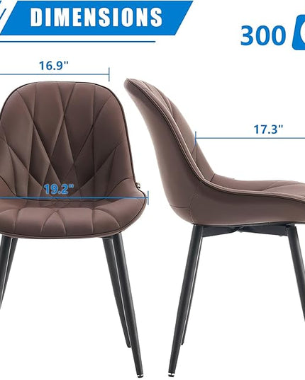 YOUNIKE Dining Chairs Set of 2, Espresso DarkBrown Modern Kitchen Chairs with Adjustable Feet, Mid Century Faux Leather Upholstered Dining Room Chairs, 300LBS Support Elegant Dinning Chairs - LeafyLoom