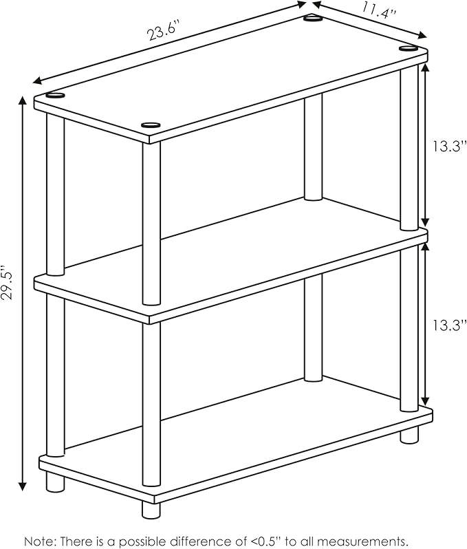 Furinno Turn-N-Tube 3-Tier Compact Multipurpose Shelf Display Rack, Light Blue/White - LeafyLoom