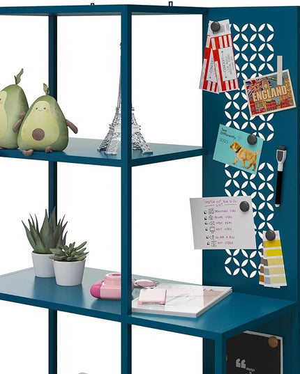 Mr. Kate Annie Metal Bookcase, Deep Ocean Blue - LeafyLoom