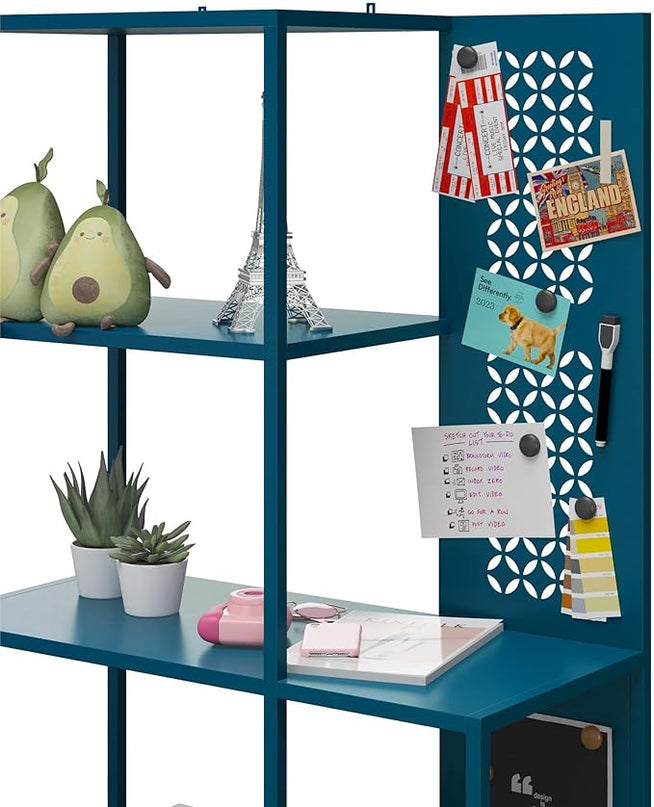 Mr. Kate Annie Metal Bookcase, Deep Ocean Blue - LeafyLoom