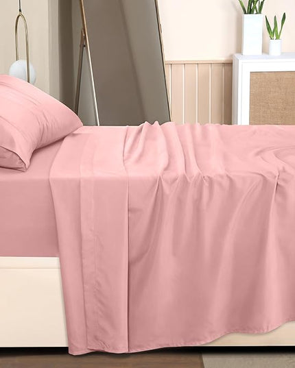 Utopia Bedding Twin Bed Sheets Set - 3 Piece Bedding - Brushed Microfiber - Shrinkage and Fade Resistant - Easy Care (Twin, Pink) - LeafyLoom