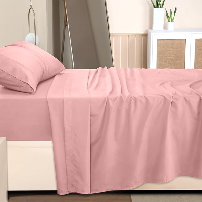 Utopia Bedding Twin Bed Sheets Set - 3 Piece Bedding - Brushed Microfiber - Shrinkage and Fade Resistant - Easy Care (Twin, Pink) - LeafyLoom