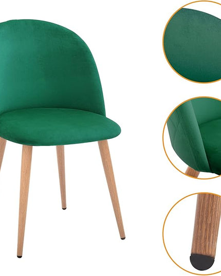 CangLong Mid Century Modern Kitchen Velvet Upholstered Accent Leisure Chairs,Set of 2, Green 1 - LeafyLoom