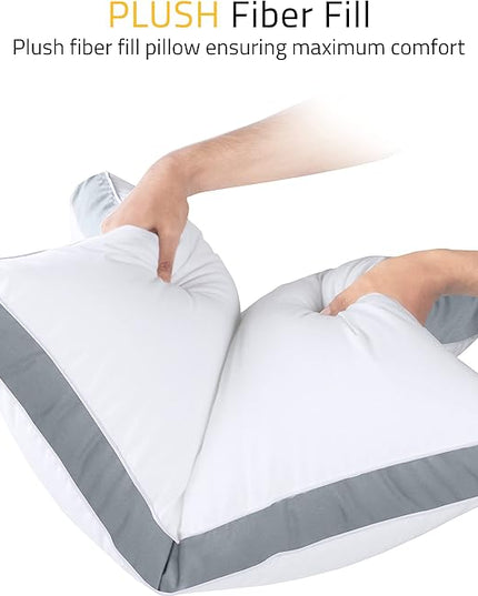 Utopia Bedding Bed Pillows for Sleeping Queen Size (Grey), Set of 2, Cooling Hotel Quality, Gusseted Pillow for Back, Stomach or Side Sleepers - LeafyLoom
