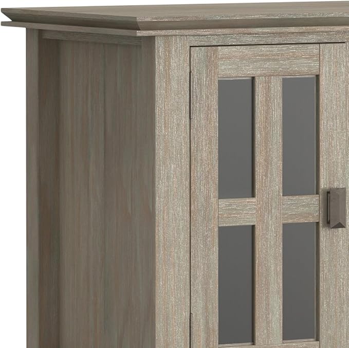 SIMPLIHOME Artisan SOLID WOOD Universal TV Media Stand, 72 inch Wide, Transitional, Living Room Entertainment Center, Storage Cabinet, for Flat Screen TVs up to 80 inches in Distressed Grey - LeafyLoom