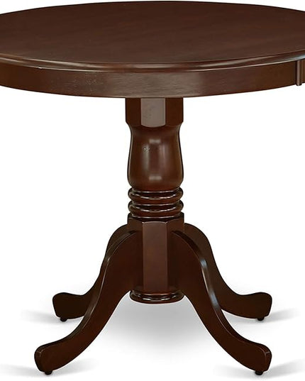 East West Furniture Antique 3 Piece Kitchen Set for Small Spaces Contains a Round Table with Pedestal and 2 Dining Room Chairs, 36x36 Inch, Mahogany - LeafyLoom