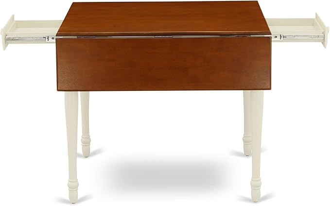 East West Furniture MZDA5-WHI-W Monza 5 Piece Set Includes a Rectangle Dining Room Table with Dropleaf and 4 Wood Seat Chairs, 36x54 Inch - LeafyLoom