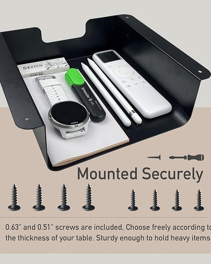 Under Desk Storage Shelf Under Desk Drawer Storage for Sit Stand Desk, Table, Gaming Desk, Workstations Under Desk Organizer Adds Tray for Home and Office(Black) - LeafyLoom