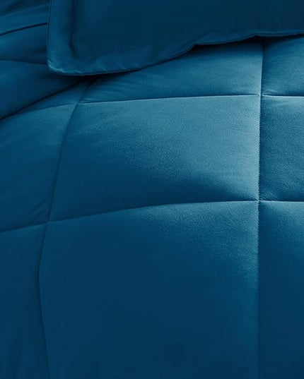 CozyLux Queen Bed in a Bag 7-Pieces Comforter Sets with Comforter and Sheets Teal All Season Bedding Sets with Comforter, Pillow Shams, Flat Sheet, Fitted Sheet and Pillowcases - LeafyLoom