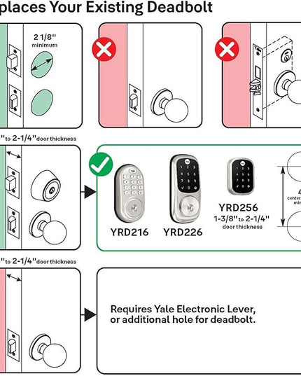Yale Assure Deadbolt Lock with Touchscreen, Satin Nickel Digital Non-Connected Entry Door Lock with Electronic Keypad and Back-Up Key, ‎‎YRD226NR619 Yale