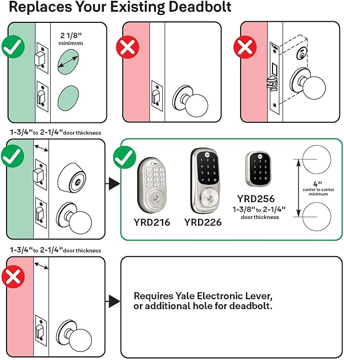 Yale Assure Deadbolt Lock with Touchscreen, Satin Nickel Digital Non-Connected Entry Door Lock with Electronic Keypad and Back-Up Key, ‎‎YRD226NR619 Yale